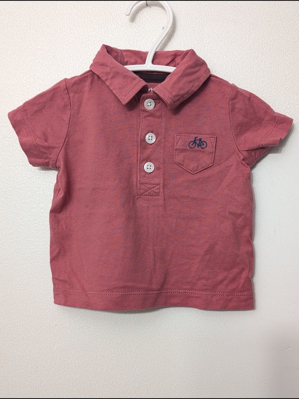 🌸4/25$ Carter's Short-Sleeve Polo in Ligth Red with Bicycle Pocket Cotton 3 M